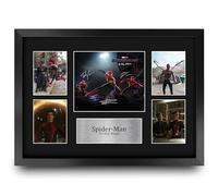 HWC Trading Spider-Man No Way Home Gifts Printed Signed Autograph Presentation Display Montage for Movie Memorabilia Fans - A3 Framed