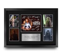 HWC Trading Star Wars Episode 3 Revenge of the Sith Gifts Printed Signed Autograph Presentation Display Montage for Movie Memorabilia Fans - A3 Framed