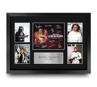 HWC Trading Star Wars Episode 4 New Hope Gifts Printed Signed Autograph Presentation Display Montage for Movie Memorabilia Fans - A3 Framed