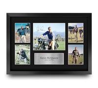 HWC Trading Steve McQueen The Great Escape Gifts Printed Signed Autograph Picture Display for Movie Memorabilia Fans - A3 Framed