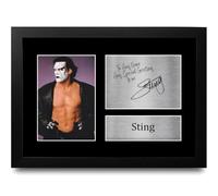 HWC Trading Sting Personalised Gift - Signed Autograph Picture, Framed A4 Wrestling Memorabilia with Custom Name Message for Birthday Christmas Wedding