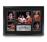 HWC Trading Sylvester Stallone & Dolph Lundgren Rocky 4 Personalised Gift - Signed Autograph Picture, Framed A3 Film Photo Display with Custom Name Message for Birthday Christmas Wedding