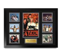 HWC Trading The A-Team Signed Movie Poster A2 Deluxe Framed Display | Film Poster and Multi-Photo Display, Printed Replica Autographs, Black Frame Made in Our UK Workshop, Ready to Hang