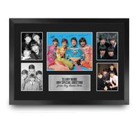 HWC Trading The Beatles Personalised Gift - Signed Autograph Picture, Framed A3 Music Photo Display with Custom Name Message for Birthday Christmas Wedding