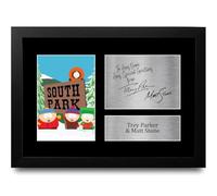 HWC Trading Trey Parker and Matt Stone South Park Personalised Gift - Signed Autograph Picture, Framed A4 TV Show Memorabilia with Custom Name Message for Birthday Christmas Wedding