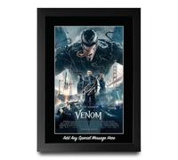 HWC Trading Venom Personalised Signed Poster Framed A4 Custom Message Gift | Printed Replica Autographs, Black Frame Made in Our UK Workshop, Stands or Hangs, Memorabilia Gift, Wall Art