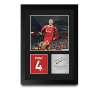 HWC Trading Virgil van Dijk Liverpool Gifts Printed Signed Autograph Picture for Football Fans and Supporters - A4 Portrait Framed