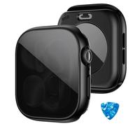 HWeggo [2 in 1] Waterproof Case for Apple Watch Series 11/10 46mm Screen Protector,360 Protective PC Cover Tempered Glass,Front & Back Bumper for iPhone Watch 46mm Black anti-glare
