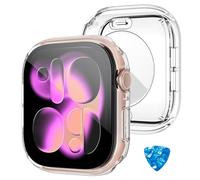 HWeggo [2 in 1] Waterproof Case for Apple Watch Series 11/10 46mm Screen Protector,360 Protective PC Cover Tempered Glass,Front & Back Bumper for iPhone Watch 46mm (Clear)