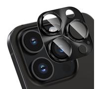 HWeggo for iPhone 16 Pro/iPhone 16 Pro Max Camera Lens Protector 9H Tempered Glass Camera Cover All-in-one Aluminum Alloy Metal Anti-Scratch Case Friendly,Black