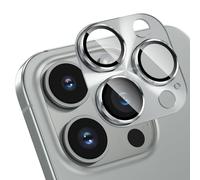 HWeggo for iPhone 16 Pro/iPhone 16 Pro Max Camera Lens Protector 9H Tempered Glass Camera Cover All-in-one Aluminum Alloy Metal Anti-Scratch Case Friendly Natural Titanium