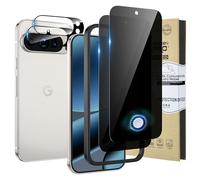 HWeggo Privacy Screen Protector for Google Pixel 10 Pro XL with Camera Lens Protector,Tempered Glass Film,9H Hardness HD,Support Fingerprint Unlock,2-Pack Each