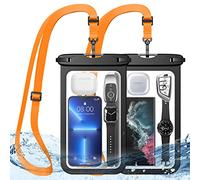HWeggo Waterproof Phone Pouch,10.5'' Extra Large IPX8 Waterproof Phone Case with Lanyard Compatible with iPhone 16 Pro Max/15/14/13/12,Samsung S24 Ultra etc(Suitable for Most Phone Models) Black*2
