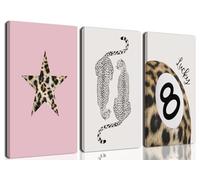 Hwetui 3pcs Funky Leopard Wall Art Cheetah Canvas Print Lucky 8 Ball Poster Trendy Preppy Lucky Me Painting Aesthetics Picture Home Decor (Pink, 12x16Inch Canvas, Wrapped Canvas)