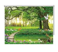 HWF Green Forest Patterned Blackout Roller Blind, Waterproof Roller Shades for Nursery Bedroom Bathroom Kitchen, 60cm/ 80cm/ 100cm/ 120cm/140cm Wide (Size : 100cmx160cm(39.4"x63.0"))
