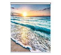 HWFF Excellent Roller Shade with A Pretty Beach View, Blackout Window Roller Blind for Kitchen/Bedroom/Bathroom, 60cm/80cm/100cm/120cm/140cm Wide (Size : 120x140cm(47.2"x55.1"))