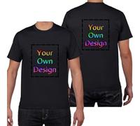 HWFOI Custom T-Shirts for Men Women Personalized Unisex Crewneck Tee Shirt - Customize Your Image Design with Your Photo Text Logo,Personalized T Shirt Customized Shirts Tee Front Adult Back Schwarz