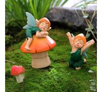 HWGING Fairy Garden Decoration, Mushroom Sculpture, Cute Landscape Ornaments, Fairy Garden Miniature Figurines, 3 Pieces