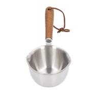 HWGING Stainless Steel Butter Warmer, Wooden Handle, 3 Layers, Multifunctional Butter Pot for Oil and Milk, Kitchen (120ML)