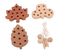 HWGING String Threading Toy, Wooden Leaf Threading Toy, Fingertip Training, Coordination Ability, Early Cognitive Development, Wooden, Building Blocks, Educational, Children's Birthday Gift