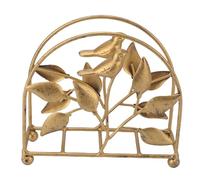 HWGING Vintage Gold Metal Napkin Holder Rustic Bird Tissue Holder Farmhouse Decor with Leaf Design for Home Kitchen Dining Table