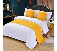 HWHHDQL Bed Runner Scarf Bedspread Splicing Hotel Linen bed flag Modern Simple Bedding Scarf Protection Bed Decor Cloth(Yellow,50x240cm(for 1.8m bed))