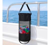 HWIMARINE Boat Trash Bag, Portable Waterproof Oxford Marine Garbage Storage Bag with Adjustable Strap for Pontoon Yacht Fishing Outdoor Use