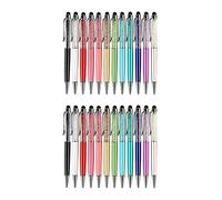 HWIREUIGT 24Pcs/Pack Bling Bling 2-In-1 Slim Crystal Stylus Pen and Ink Ballpoint Pens (12 Colors)