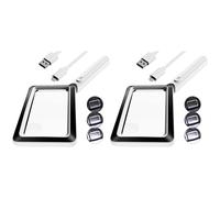 HWIREUIGT 2pcs 4X Rechargeable Magnifying Glass with Light 20LEDs, Handheld Rectangular Page Lighted Magnifier, 3 Brightness Modes