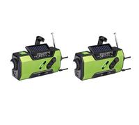 HWIREUIGT 2X Emergency Weather Radio Hand Crank Portable Solar Charging with AM/FM/NOAA LED Flashlight SOS Alert 2000mah