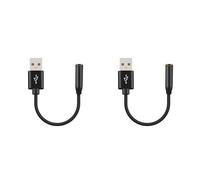 HWIREUIGT 2X USB to 3.5mm Audio Cable USB A to 3.5mm Female External Stereo Sound Card Headphone Micphone Sound Adapter Black