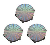 HWIREUIGT 3 Pcs 8 Inch Wooden Tambourine Handbell Hand Drum Reflective Head Percussion Instrument Toy Dancing Singing