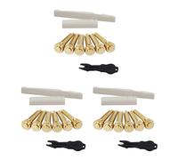 HWIREUIGT 3 Set Acoustic Guitar String End Nut Bridge Saddle Abalone Pins Replacements Set (Brass Pins & Bone Saddle Nut)