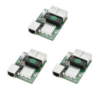 HWIREUIGT 3X Industrial-Grade Min Three-Port 1000M Gigabit RJ45 Standard Port Network Switch Module 5V-12V
