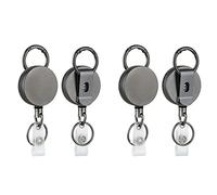 HWIREUIGT 4 Pack Heavy Duty Retractable Badge Holder Reels, Metal ID Badge Holder with Belt Clip Key Ring for Name Card Keychain