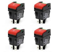 HWIREUIGT 4X Industrial Electric Push Button Switches,HY52 Push Button for Mechanical Device Switch 4 Pins with Light 125/250 V