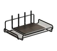 HWIREUIGT Iron Wall-Mounted Router Shelf No-Drill Space-Saving Organizer for TV Top Boxes A