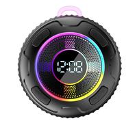 HWIREUIGT Wireless Speaker Bluetooth Shower Speakers Subwoofer IPX7 Waterproof 10 Hours Built-in Mic Black