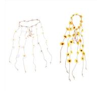 HWJAHQ 2Pcs Flower Hippie Headband Floral Crown Summer Sunflower Hair Accessories for 70 S Bohemian Costumes Style