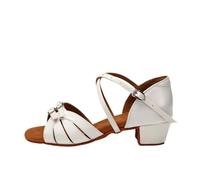 HWJFDC Dance Shoes Children's Dance Shoes For Girls Kids Women Latin Sandals Ladies Ballroom Modern Tango Dancing Salsa Practice Low Heels(3.5cm White,25 (17.5cm))