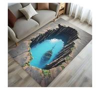 HWJFDC Optical Illusion Rug Forgotten Ship Carpet Under 3D Earth Cracks Ancient and Broken Anti Slip Floor Mat Home Decoration(Color2,160x200cm63x79in)