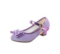HWJFDC Princess Shoes Girls Sandals Rhinestone Butterfly Latin Dance Kids Shoes Children High Heel Princess Shoes Glitter Leather Party Dress Wedding(116-5A- purple,31)