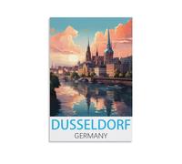 HWJJUII Dusseldorf Germany Vintage Travel Poster 08x12inch(20x30cm) Canvas Wall Posters And Art Picture Print Modern Family Bedroom Decor Posters