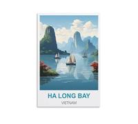 HWJJUII Ha Long Bay Vietnam Vintage Travel Posters 16x24inch(40x60cm) Canvas Wall Posters And Art Picture Print Modern Family Bedroom Decor Posters