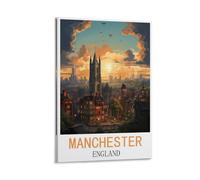 HWJJUII Manchester England Vintage Travel Posters 08x12inch(20x30cm) Canvas Wall Posters And Art Picture Print Modern Family Bedroom Decor Posters