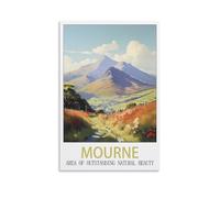 HWJJUII Mourne Mountains Area of Outstanding Natural Beauty Vintage Travel Poster 20x30inch(50x75cm) Canvas Wall Posters And Art Picture Print Modern Family Bedroom Decor Posters