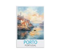 HWJJUII Porto Portugal Vintage Travel Posters 08x12inch(20x30cm) Canvas Wall Posters And Art Picture Print Modern Family Bedroom Decor Posters