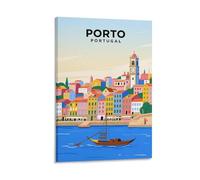 HWJJUII Porto Portugal Vintage Travel Posters 16x24inch(40x60cm) Canvas Art Poster And Wall Art Picture Print Bedroom Decor