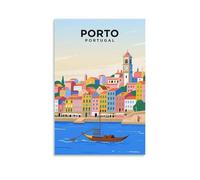 HWJJUII Porto Portugal Vintage Travel Posters 24x36inch(60x90cm) Canvas Art Poster And Wall Art Picture Print Bedroom Decor