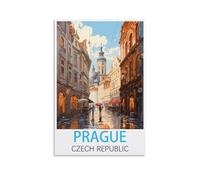 HWJJUII Prague Czech Republic Vintage Travel Poster 16x24inch(40x60cm) Canvas Wall Posters And Art Picture Print Modern Family Bedroom Decor Posters